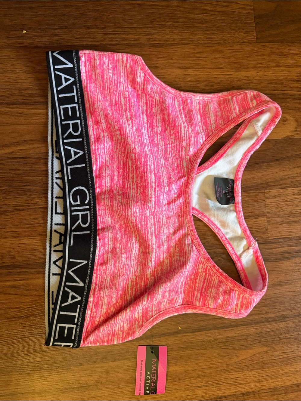 Material Girl Pink Space-Dye Racerback Sports Bra